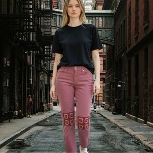Judy Blue Salmon Straight Leg Jeans with Crochet Detail